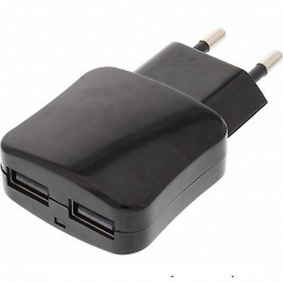 InLine USB Netzteil 2-fach, Ladegerät, Stromadapter, 100-240V zu 5V/2.1A schwarz