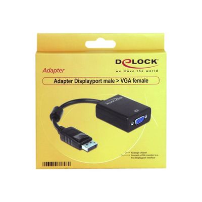 DELOCK Adapterkabel DisplayPort 1.2 Stecker > VGA Buchse 22 cm schwarz
