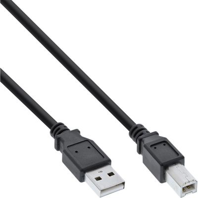 Inline USB 2.0 Kabel, Typ A Stecker auf Typ B Stecker - 2m - schwarz