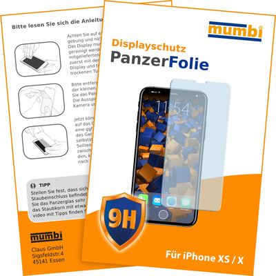Panzerglasfolie Hartglas 9H für Apple iPhone XS / X
