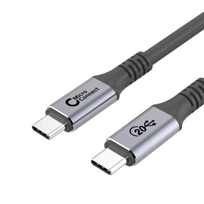 MicroConnect PREMIUM USB-C 3.2 Gen 2x2 Kabel - 20GBps - PD 100W - DP 4K/60Hz - 2m
