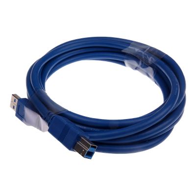 Flaches USB 3.0 Superspeed Anschluss Kabel A auf B - 3 m - blau