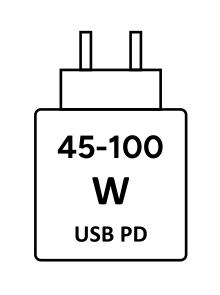 Unterstützt USB-C Ladeger&auml;te von 45 bis 100 Watt mit USB PD.