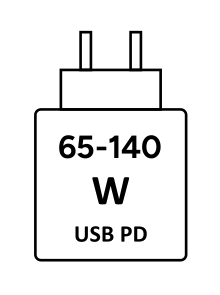 Unterstützt USB-C Ladeger&auml;te von 65 bis 140 Watt mit USB PD.
