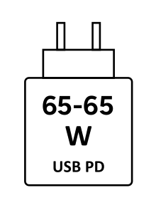 Unterstützt USB-C Ladeger&auml;te von 65 bis 65 Watt mit USB PD.