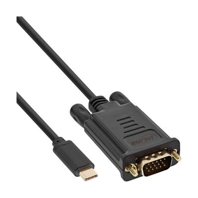 InLine® USB Display Kabel - USB Typ-C Stecker zu VGA-Stecker - 1m