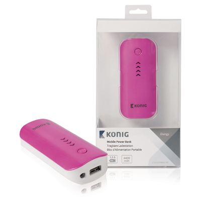 König Power bank 4400 mAh - 1 A - pink