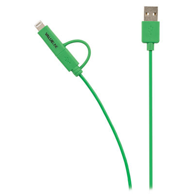 Valueline USB 2.0 A an Micro B mit Lightning-Adapter - 1 m - grün