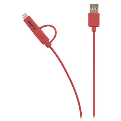 Valueline USB 2.0 A an Micro B mit Lightning-Adapter - 1 m - rot