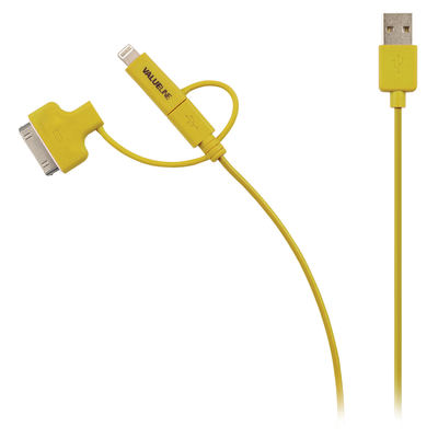 Valueline USB an Micro B mit Lightning-Adapter und 30-Pin-Dock - 1 m - gelb