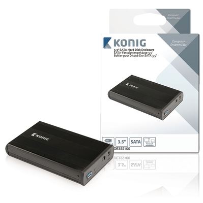 König Festplattengehäuse 3.5 " SATA USB 3.0 Schwarz
