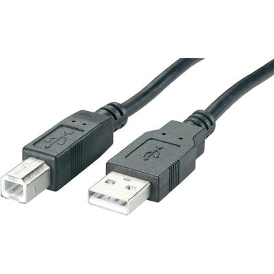 USB 2.0 Kabel, Typ A Stecker an Typ B Stecker - 1,5m - schwarz - NEU