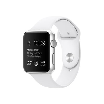 Apple Watch Silber Aluminium 42mm mit Sportarmband - weiß