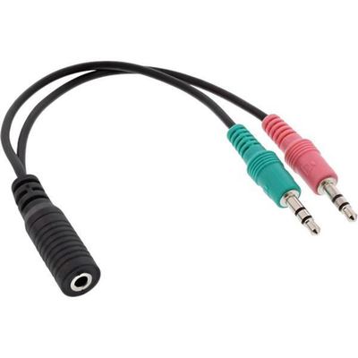 InLine® Audio Headset Adapterkabel, 2x 3,5mm Klinke Stecker an 3,5mm Klinke