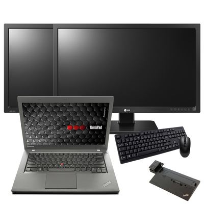 Lenovo ThinkPad T440 + 2x LG 24MB65PY - Arbeitsplatzbundle