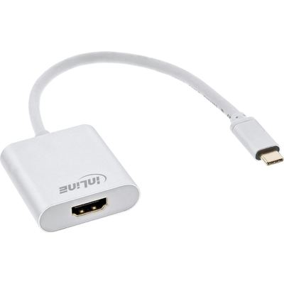 InLine® USB-C Adapter, USB Typ-C Stecker zu HDMI Buchse - silber