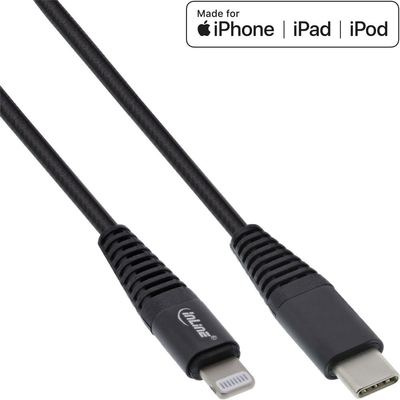 InLine USB-C zu Lightning Kabel Schwarz / Alu - 1m