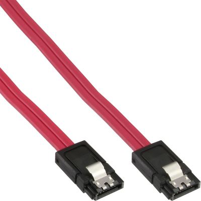 InLine® SATA Anschlusskabel mit Lasche - - 0,5m - flach - Rot