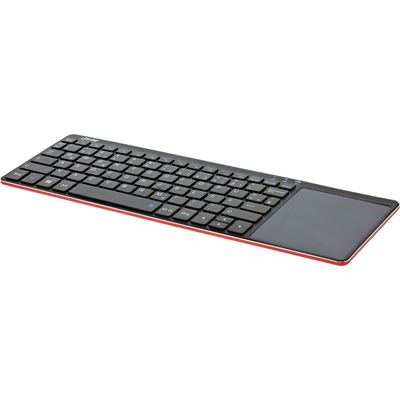 InLine® Wireless Aluminium Slim-Tastatur mit Touchpad, 2,4GHz, schwarz/rot