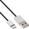 InLine USB 2.0 Kabel, Typ C Stecker an Typ A Stecker - 2m - Stecker alu
