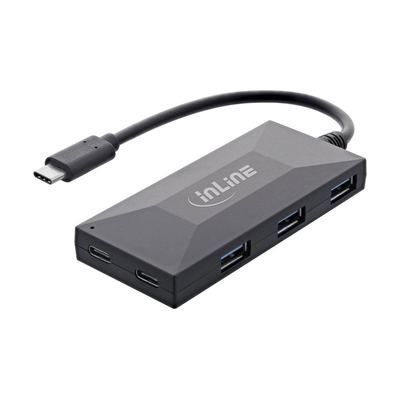 InLine® USB-C Hub USB 3.2 / Typ-C zu 3x Typ-A / 2xTyp-C mit Netzteil