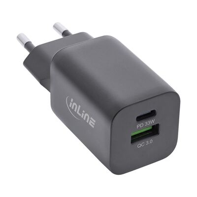 InLine® USB Netzteil Ladegerät USB-A + USB Typ-C mit Power Delivery 33W