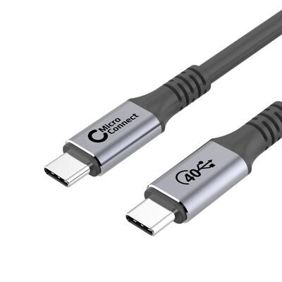 MicroConnect PREMIUM USB-C USB4 Gen 3x2 Kabel - 40GBps - PD 100W - DP 5K/60Hz - 1,2m