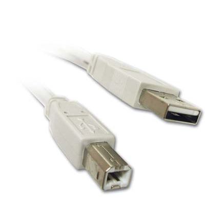 USB 2.0 Kabel, Typ A Stecker an Typ B Stecker - 1,8m - weiß - NEU