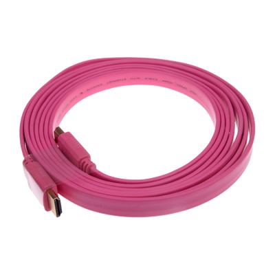 Flaches HDMI 1.4 Kabel (HDMI Ethernet) - 3 m - pink