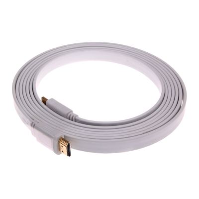 Flaches HDMI 1.4 Kabel (HDMI Ethernet) - 3 m - weiß